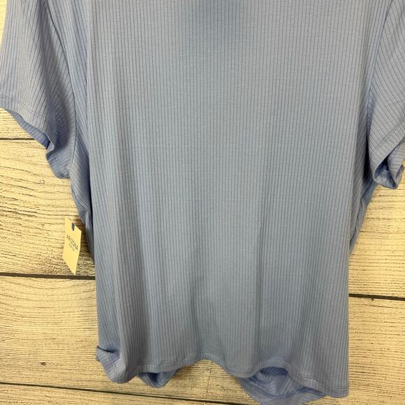 Arizona Jean Co Plus Size Light Blue Ribbed Short Sleeve Cinched Top Size XXL - Picture 8 of 8